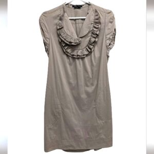 BCBGMAXAZRIA ruffle tan dress